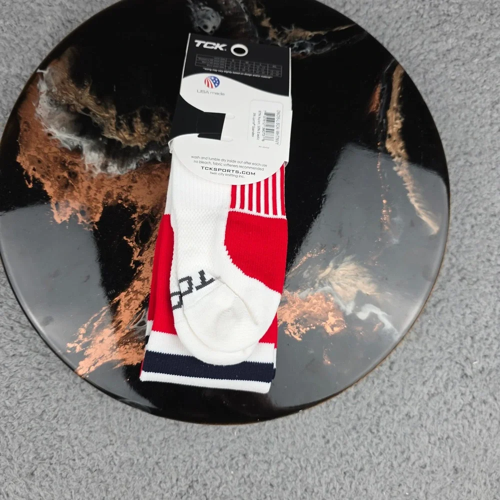 TCK Performance Pro Dri USA Made Striped Hockey Socks Mens‎ Large Red White Blue